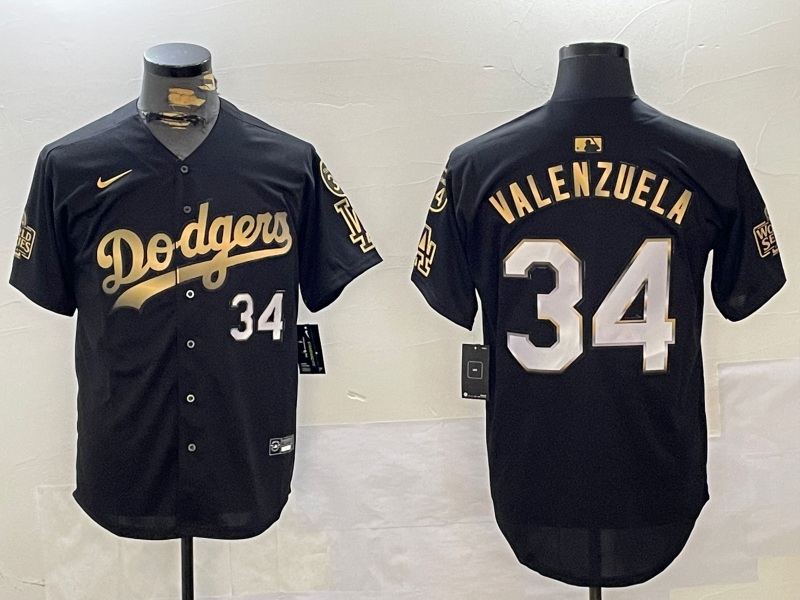 Men's Los Angeles Dodgers Fernando Valenzuela #34 Black Jersey